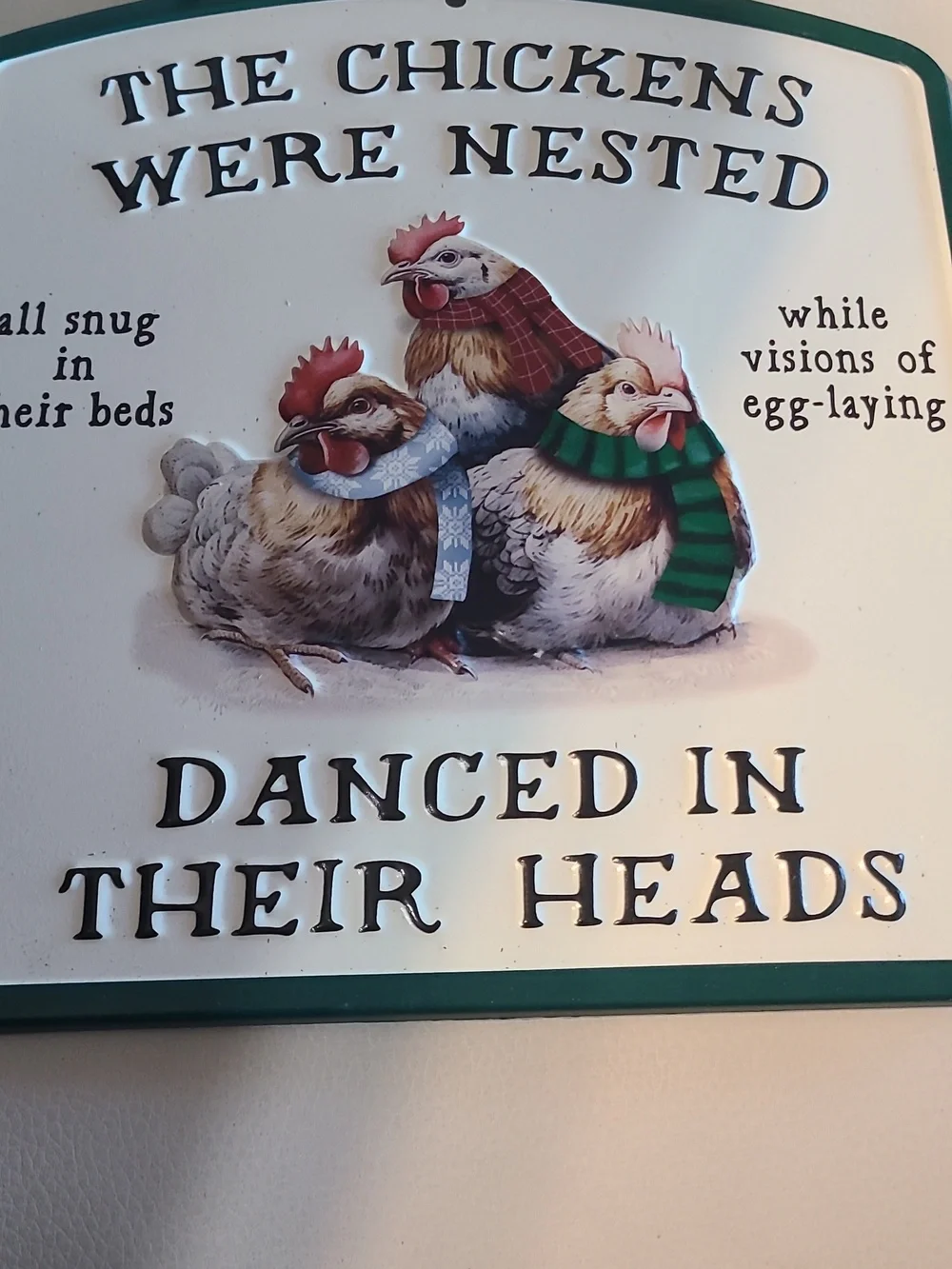 The Chickens Were Nested Decorative Wall Plaque - Green Trim - Picture 2 of 4
